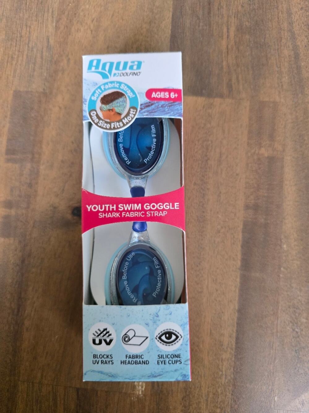 Aqua Dolfino Youth Freestyle Fabric Strap Swim Goggles for Children Blue Shark